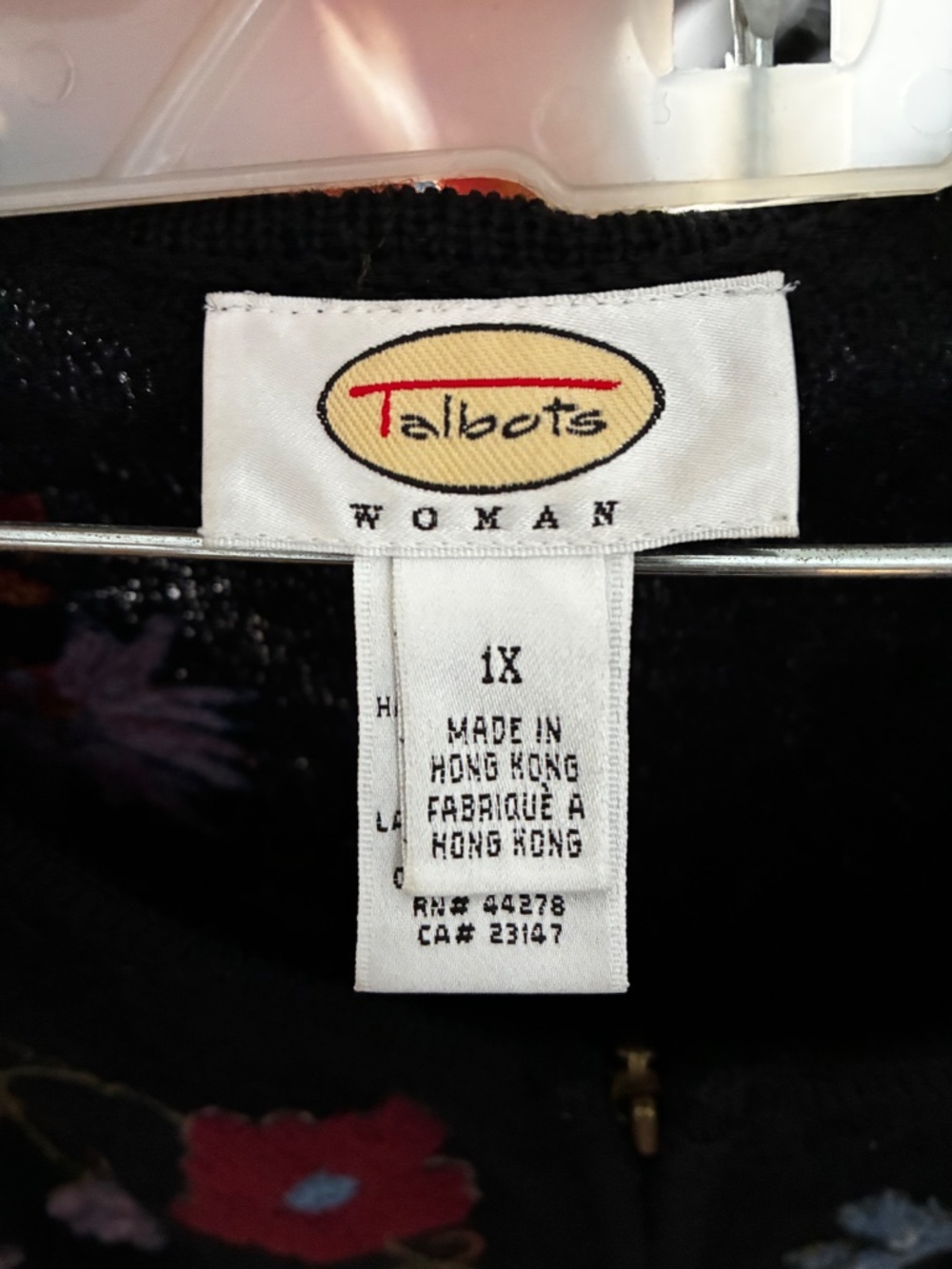 Talbots black wool full zip floral sweater XL women - Picture 3 of 5